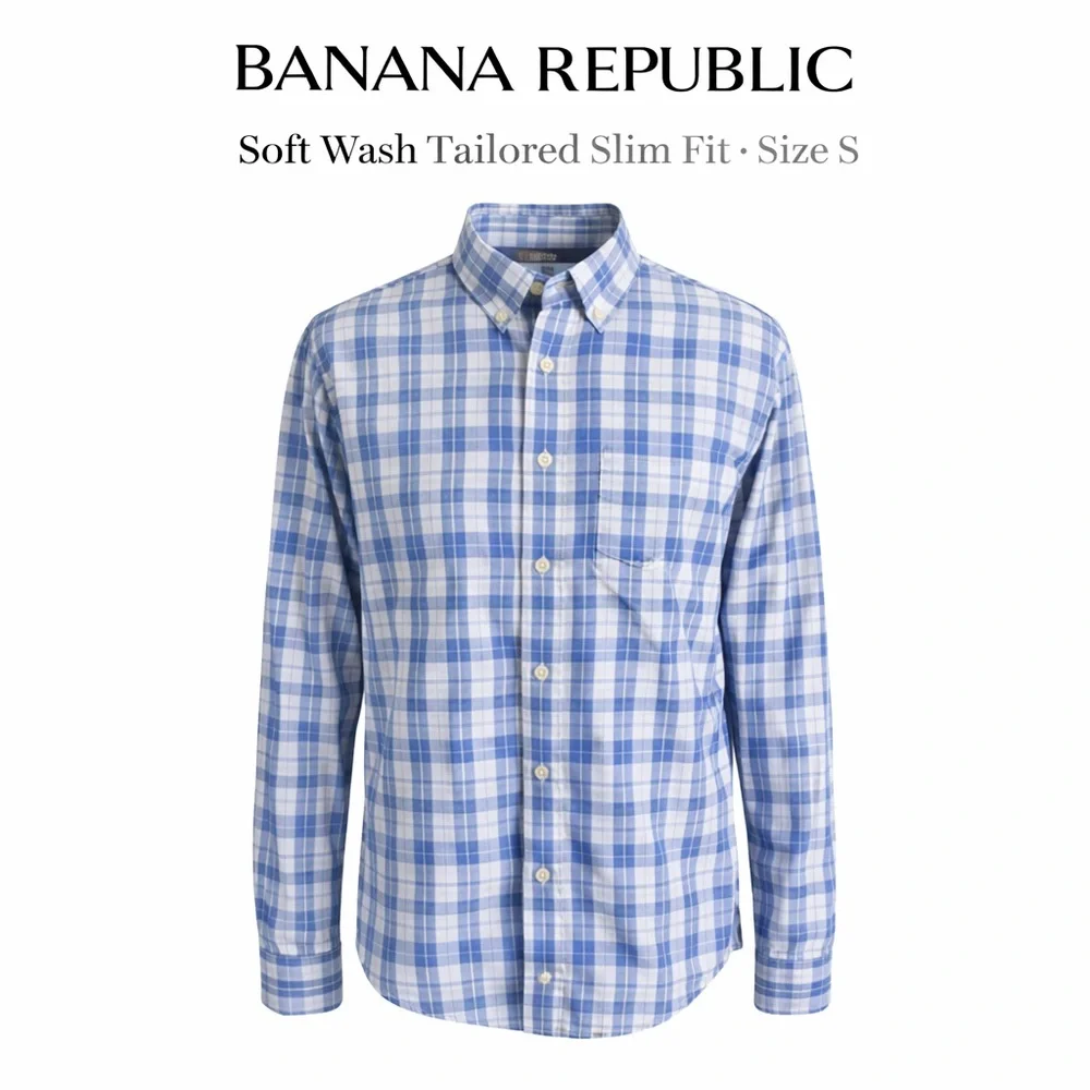 Banana Republic Light Blue Checkered Shirt